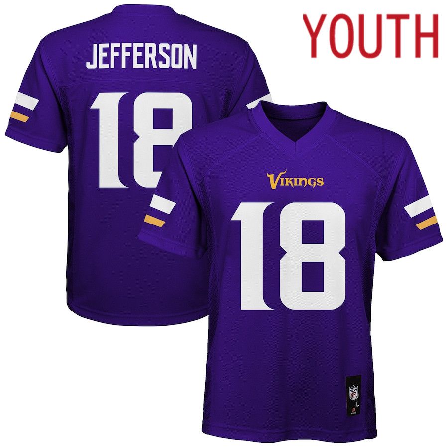 Youth Minnesota Vikings #18 Justin Jefferson Nike Purple Game NFL Jersey->youth nfl jersey->Youth Jersey